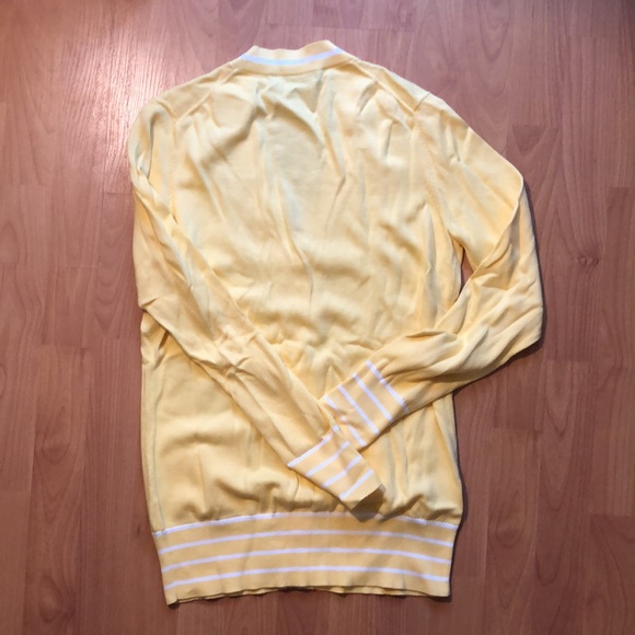 Cotton Brooks Brothers sunshine yellow and white button up cardigan - Picture 6 of 9